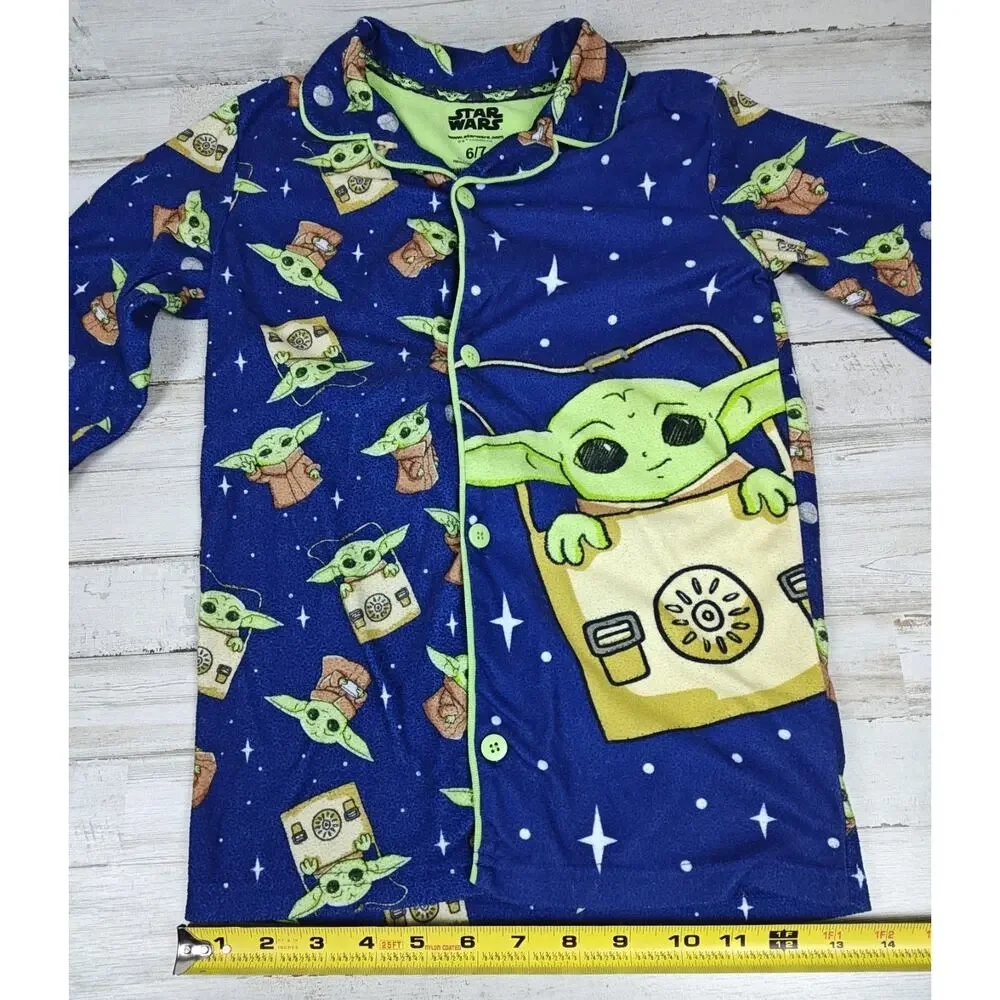 Sleepwear Boys' Star Wars Mandalorian The Child Grogu Blue Flannel Pajamas 6/7